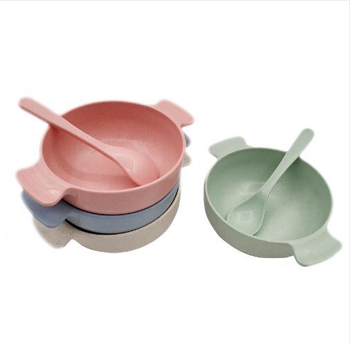 2pcs/set Baby Feeding Food Tableware Eco-Friendly Toddle Kids Dishes Baby Child Eating Dinnerware Anti-hot Training Bowl+Spoon