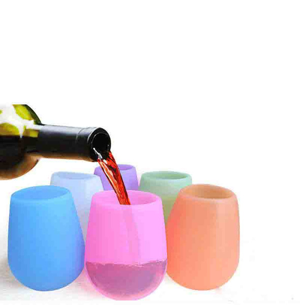 Silicone cups red Wine Glasses Stemless Tumbler Rubber Beer Mug Eco Unbreakable Cups for Cocktail Drinking Outdoor BBQ Camping Portable