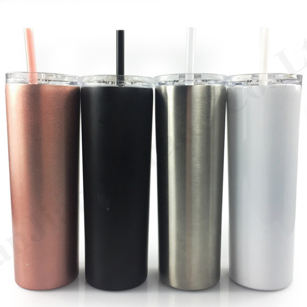 20oz Skinny Matte Cups with lid Straw 304 Stainless Steel Insulated Vacuum Cup Vehicle-Mounted Straight Cups Coffee Mugs Water BottleA110801