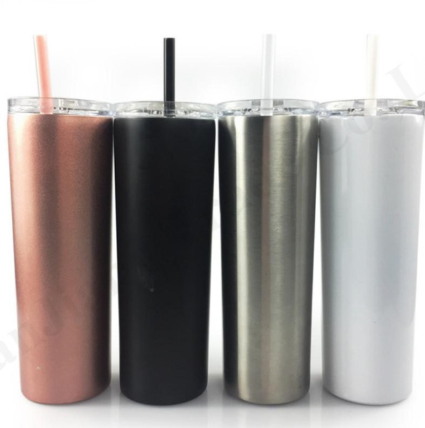 20oz Skinny Tumbler Cups with Lid Straw 304Stainless Steel Insulated Vacuum Vehicle Straight Slim Cups Beer Coffee Mugs Water Bottle A110801