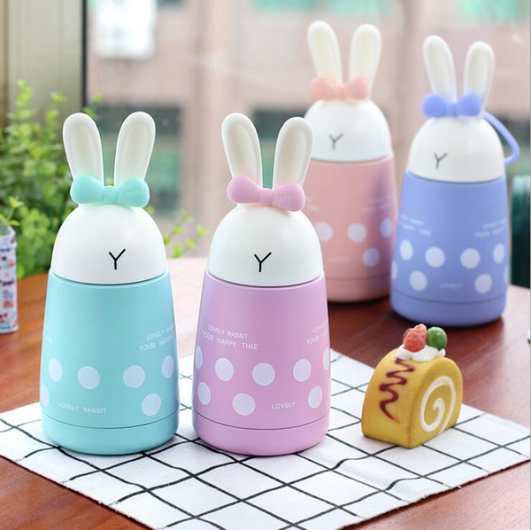 Cute Rabbit Thermal Cup Coffee Mugs Stainless Steel Thermo Cup Water Bottle Cup Travel Mugs Portable Water Cups Christmas Gift