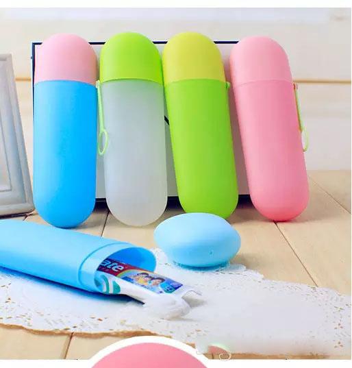 Solid colors portable travel toothpaste toothbrush holder cap case household storage cup outdoor holder bothroom accessories