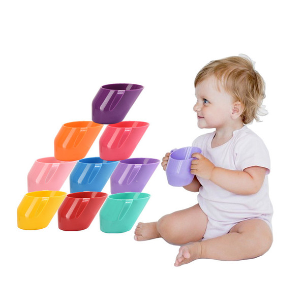 Baby Training Feeding Drink water Cup With Handle Bevel Mouth Safe Leakproof Cup Kids Water Bottle 10 colors C6809