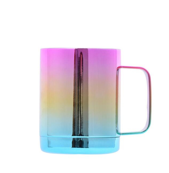 Stainless Steel Coffee Cups Rainbow Gradient Mug Vacuum Insulated Beer Cup Bottle with handle and lids Portable kids cups GGA1926