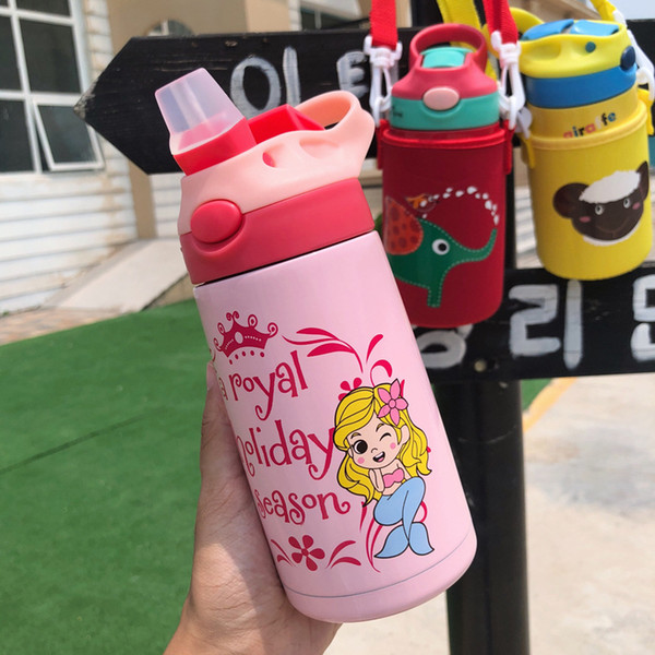 Brand new and high qulity cartoon three layers of vacuum cup child Insulated water bottle Space cup for unisex 6 Color 400ml