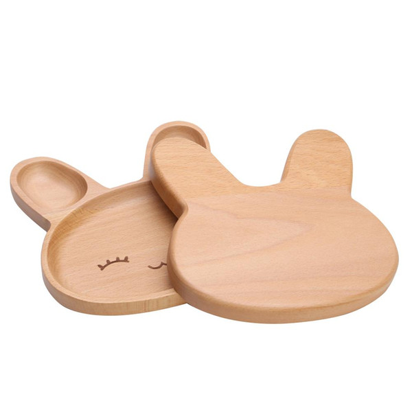 Baby Feeding Plate Cartoon Cute Innovative Rabbit-shaped Tray Natural Bamboo Baby Feeding Dessert Plate BPA Free