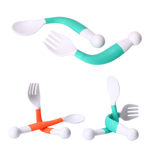 Flexible Baby Spoon Fork Set Adjustable Children Learning Dishes Tableware Infant Child Training Tableware Twist Music Bendable