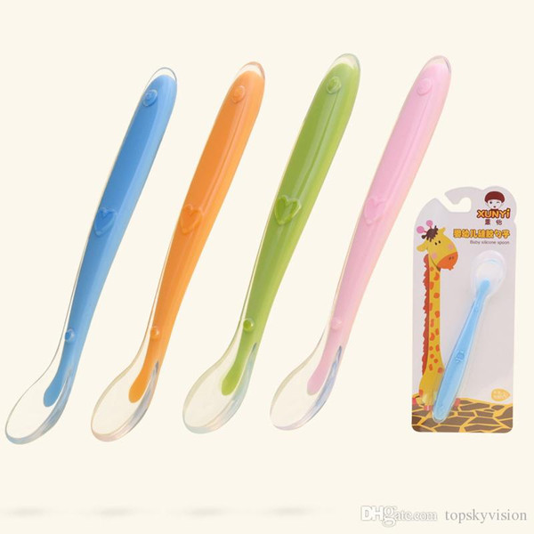 Baby Soft silicone feeding spoon baby Spoon Safety Tableware Infant Learning spoons BPA free with Retail Package Support Drop Shipping