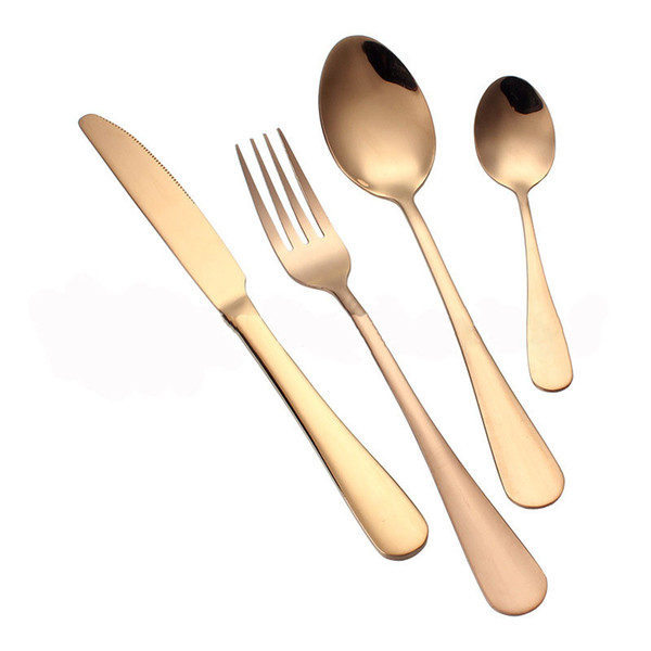 4pcs/set High-grade Gold Cutlery Flatware Set Spoon Fork Knife Tea Spoon Stainless Steel Dinnerware Set Luxury Cutlery Tableware Sets Hot