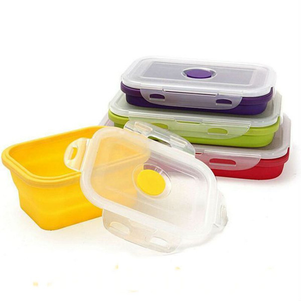 800ml 2017 New Silicone Collapsible Portable Bento Box Bowl Lunch Bento Boxes Folding storage Food Container Lunchbox Eco-Friendly in stock