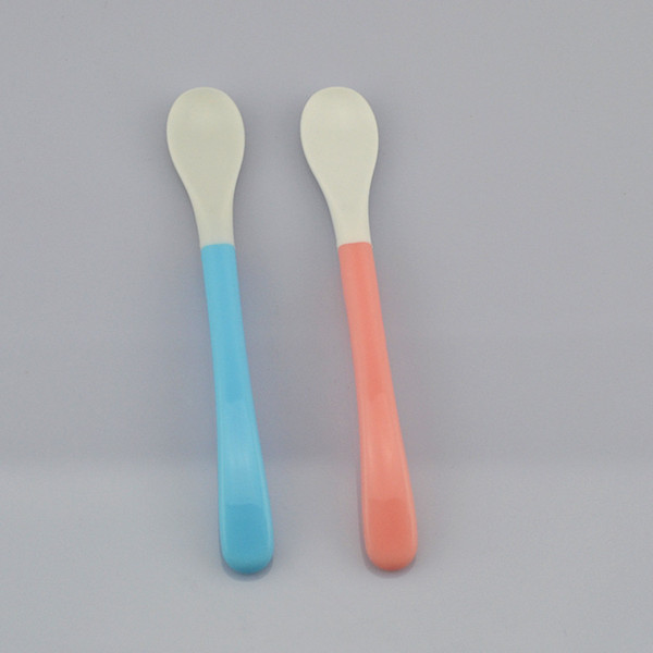 Hot sale Portable Children Tableware PC Handle soft head feeding Spoon, Home Tableware baby Spoon Utensils Pink/ blue