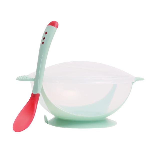 4 Color Baby Slip-resistant Wall Suction Child Tableware Kids Food grade PP Sucker Dishes Gravity Bowl + Scoop C1