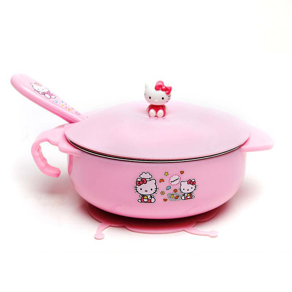 Super Kawaii Bowknot Baby Feeding BInsulation Environmental Unbreakable Kindergarten & Stainless Steel Rice Bowl