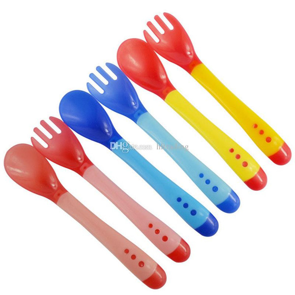 Baby Safety Silicone Spoon Forks Temperature Sensing Discoloration Food Grade infant Medicine Spoon Kids Feeding Utensils C5947