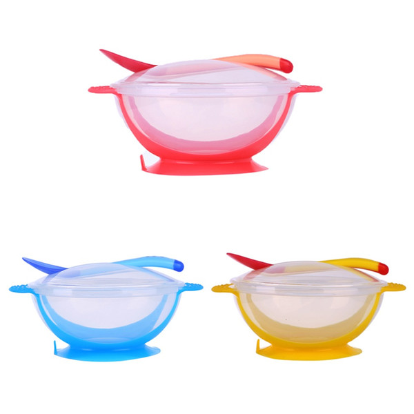 Temperature Sensing Feeding Spoon Child Tableware Food Bowl Learning Dishes Service Plate/Tray Suction Cup Baby Dinnerware Set