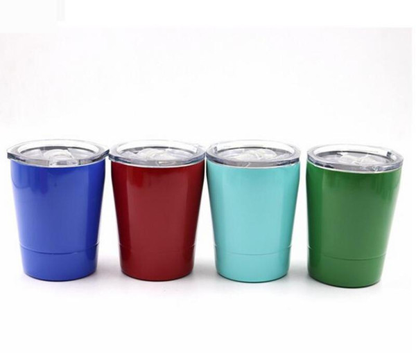 8 COLORS 9oz tumbler wine glasses Vacuum Insulated mug Stainless Steel Lowball with lid with straw 9oz kid mug cup