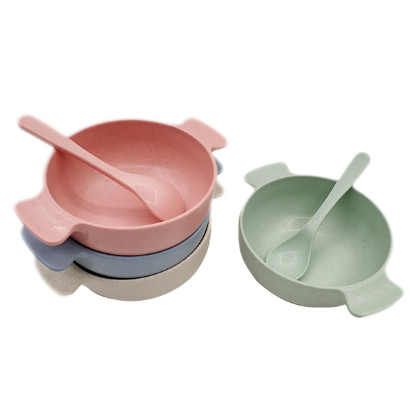 2pcs/set Baby Feeding Food Tableware Eco-Friendly Toddle Kids Dishes Baby Child Eating Dinnerware Anti-hot Training Bowl+Spoon