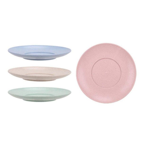 Healthy Wheat Straw Eco Friendly Biodegradable Unbreakable Dinner Plates Dinnerware Dishes Set 6 Inch Round Plate,4 pcs