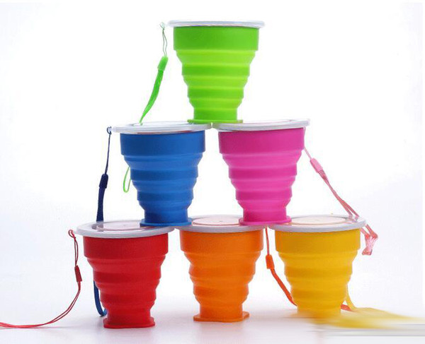 Silicone Folding Cup Outdoor Travel Multi-function Creativity With cover Water Cup Retractable Collapsible Drink Mug Portable