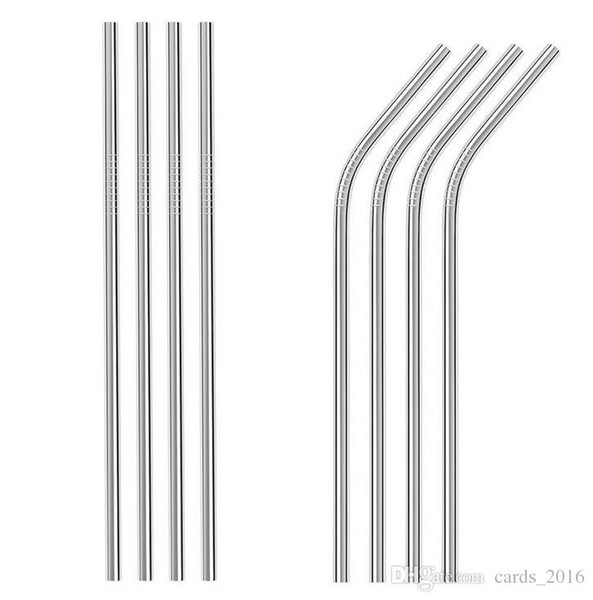 Wholesale 10.5inch 8.5inch Stainless Steel Straw reusable drinking straw straight and bend drinking tool Stainless Steel straw