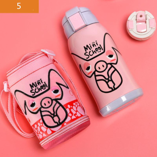 Babysing 500ML Cartoon Children Water Bottle Kids Straw Thermos Stainless Steel Vacuum Water Bottle Drinkware Baby Training Kettle Cup