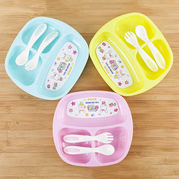 New Kids' Divided Platters Cartoon Shatterproof Cutlery with Plastic Dividers Children Plate Sets Wholesale