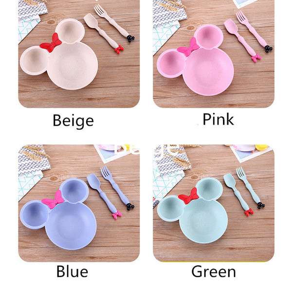 3Pcs/Set Baby Food Storage Tableware Toddle Solid Cute Cartoon Dishes Kids Plate Bowl Eco-friendly Children Training Dinnerware