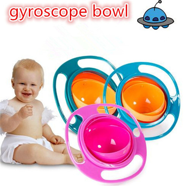 360 degree Rotation kid baby bowl Gyro Feeding Toy Spill-proof Training bowl 3 colors Funny Christmas Gifts Children's bowl kid340