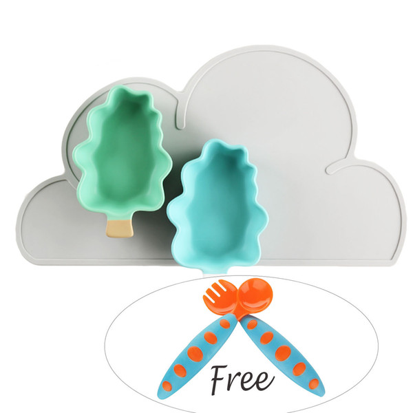 47*27cm Waterproof Silicone Placemat Bar Mat Baby Kids Cloud Shaped Plate Mat Table Mat Set Home Kitchen Pads