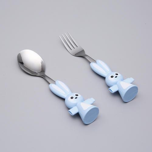 New Stainless Steel Fork Spoon Ladle Feeding For Kids Baby Children Portable Lovely rabbit Handle High Quality Tableware