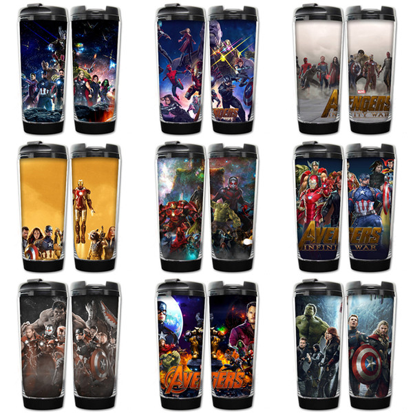 Marvel Avengers Infinity War Cups 9 Designs Avengers Superhero Thanos Stainless Steel Cups with retail box Kids water bottles LA767