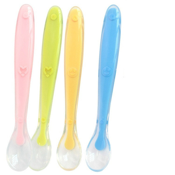 Hot sale high-quality baby feed spoon Soft head baby training spoon safe household silicone spoon T3G0113