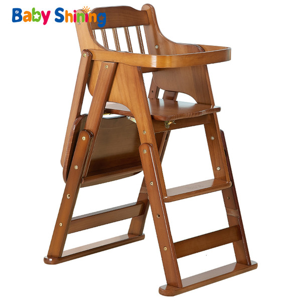 Baby Shining Multifunction Solid Wood Dining Chair Table 7M-10Y Portable Foldable Baby Feed Chair Height Adjustable Highchair CJ191115