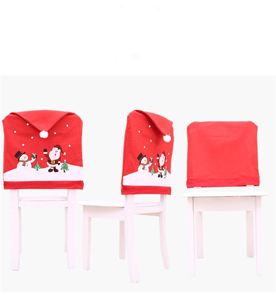 Christmas Desorstions Chair Covers Santa Claus Snowman Printed Home Chair Cover Xmas Removable Slipcovers Seat Covers Party Ornaments 2019