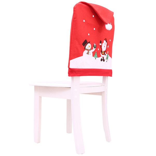 Christmas Desorstions Chair Covers Santa Claus Snowman Printed Home Chair Cover Xmas Removable Slipcovers Seat Covers Party Decor Ornaments