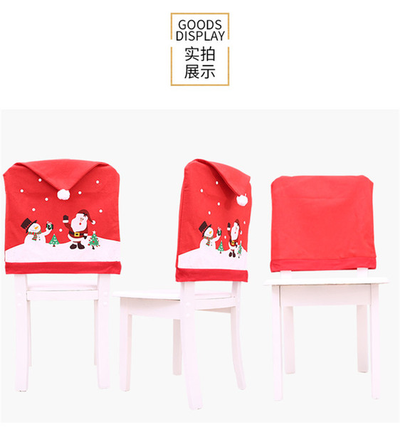 Christmas Desorstions Chair Covers Santa Claus Snowman Printed Home Chair Cover Xmas Removable Slipcovers Seat Covers Party Ornaments 2019