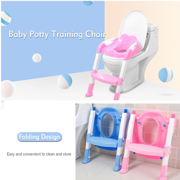 Baby Potty Toilet Training Chair Trainer Toddler Safety Seat Step With Adjustable Ladder Infant Toilet Non-Slip Foldable Seat