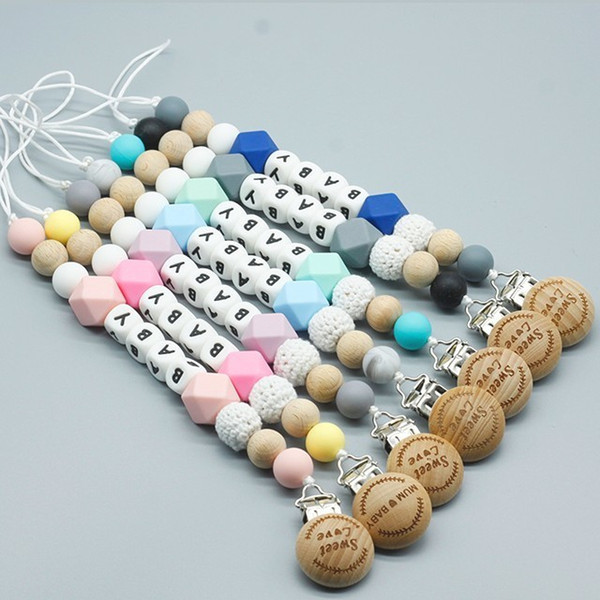 Personalised Name Silicone Baby Pacifier Clips Chain Nipple Pacifier Chain with Mouse Holder for Baby, Baby Shower Gift