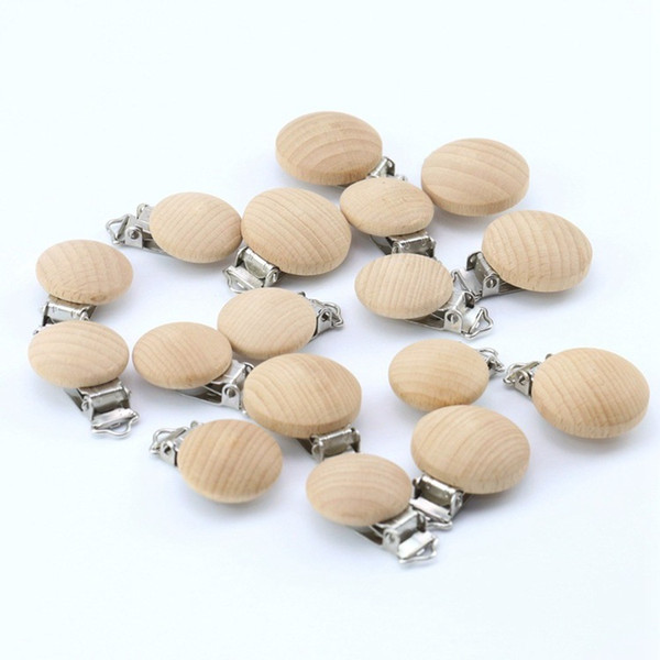 DIY Pacifier Accessories Clips Metal Wooden Baby Pacifier Clips Solid Color Holders Cute Infant Soother Clasps Holders Accessory M1300