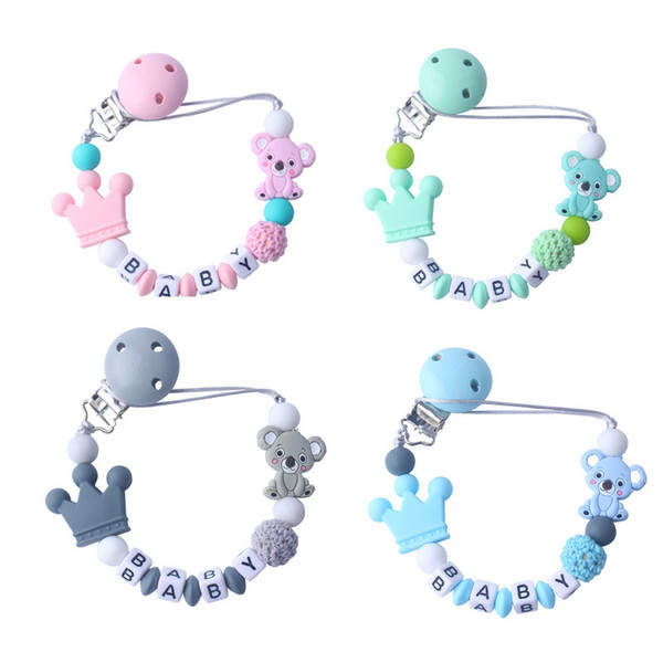 Baby Accessories Cartoon Silica Gel Baby Clip Chain Beaded Pacifier Soother Holder Clip Nipple Teether Dummy Strap Chain