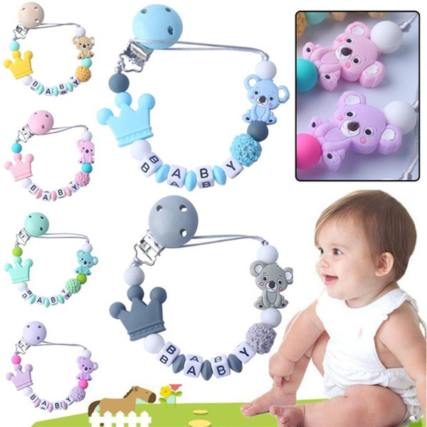 Silicone Pacifier Chains Koala Cartoon Safe Teething Chain Baby Teether Chew Eco-friendly Pacifier Clips Holder Chain