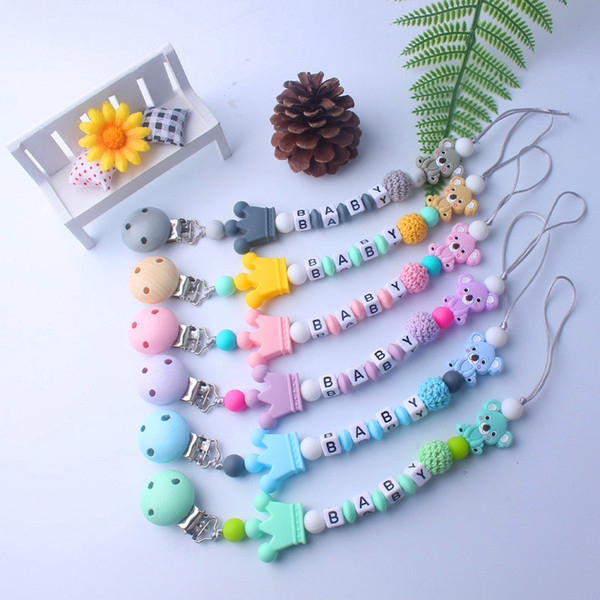 DIY Baby Pacifier Clips Cartton Koala Silica Gel Pacifier Soother Holder Clip Chain Beaded Nipple Teether Dummy Strap Chain Baby Things