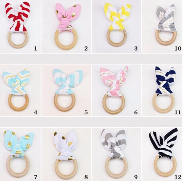 Hot Baby teether molar tooth ring hoop rabbit ears tooth rubber hand rattles teeth exercise toys