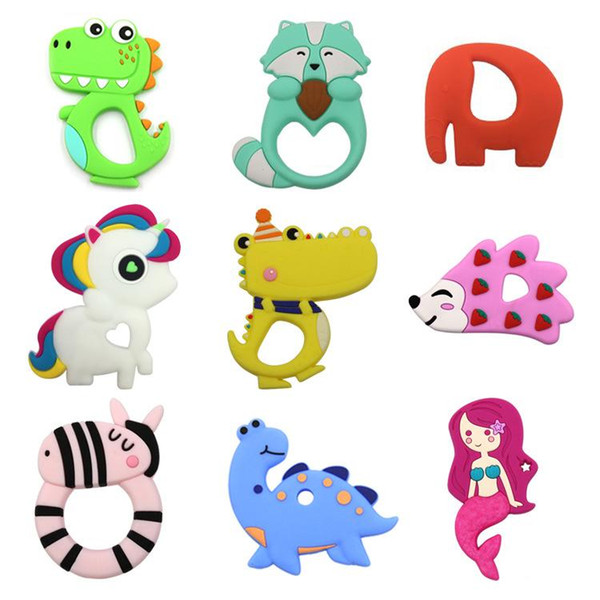 Silicone Biscuit Teether deer coffee Pineapple Dinosaur Baby teethers toys fruit animal Teething gel for newborn infant