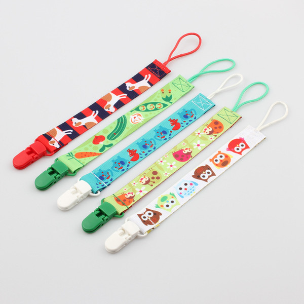 Baby Pacifier Chain with String Holder Safe Plastic Clips Fabric Dummy Soother Nipple Holder Baby Teethers Teething Toy Holder Strap