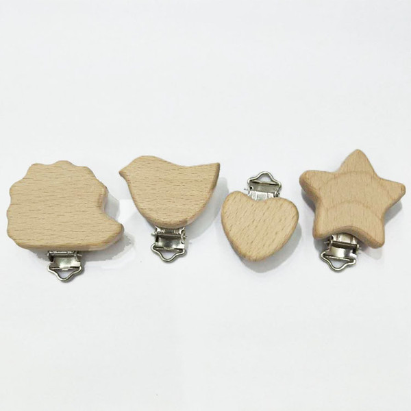 2019 FDA Approved Teething Clip BPA Free Metal Wooden Baby Pacifier Clips Infant Soother Clasps Holders Accessories