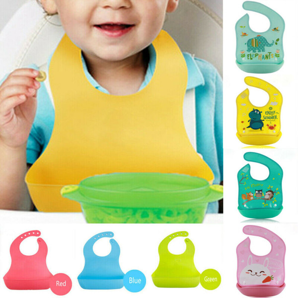 Waterproof Silicone Baby Bibs Feeding Bib Kids Roll up Food Catcher Pocket