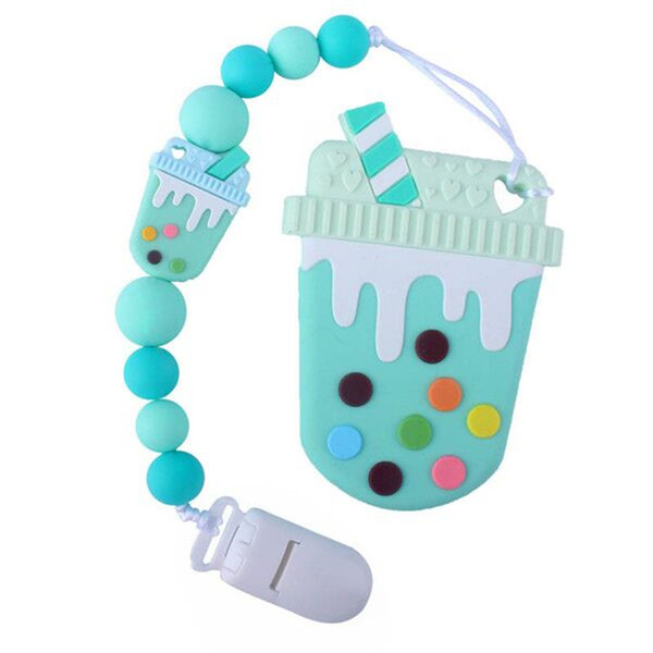 Cartoon Silicone Pacifier Clips Teething Beads BPA Free Silicone Dummy Clip Pacifier Holder Baby Teether Pendant Soothie Clips BFJ887