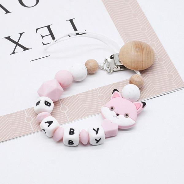 personalized name silicone baby pacifier clip pacifier chain teething chew toy Kitty baby dummy clips DIY holder