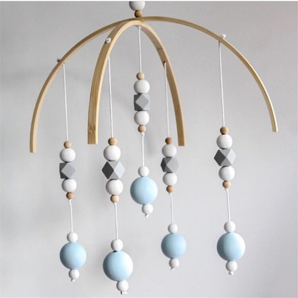 Baby Rattle Mobile Toys Wooden Beads Crib Toy Bed Hanging Newborn Wind Chimes Bell Nordic Kids Room Decoration Photography Props